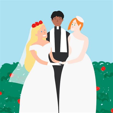 Free Vector Same Sex Marriage Wedding Ceremony Vector Social Media Post