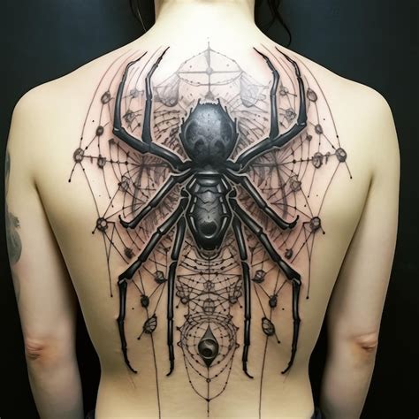 Premium Photo | Intricate Lineart Spider Tattoo A Captivating Blend of ...