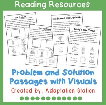 Problem And Solution Visual Support Worksheets By Adaptation Station