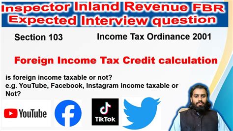 Foreign Tax Credit Calculation In Pakistan Income Tax Ordinance 2001inspector Inland Revenue