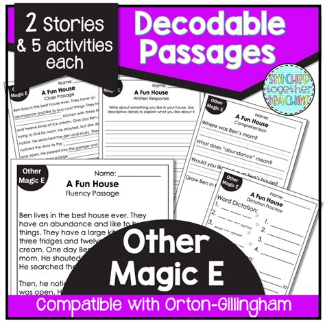 Decodable Reading Passages Magic E Other Uses Orton Gillingham Made