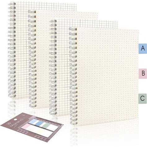 Cahier à Spirale A5 4Pcs Carnet de Notes A5 Spirale avec Index Tabs