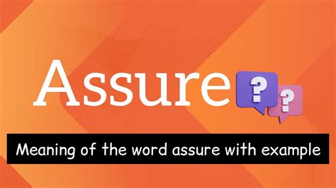 Assure Meaning With Example In Sentence English Lessons YouTube