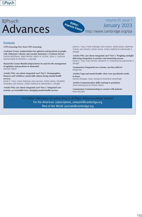 Bjp Volume 222 Issue 3 Cover And Back Matter The British Journal Of Psychiatry Cambridge Core