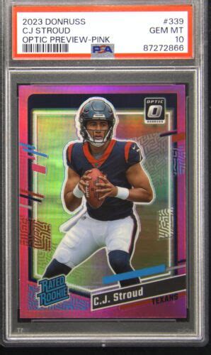 2023 Donruss 339 CJ Stroud Optic Preview Pink Rookie RC PSA 10 Gem