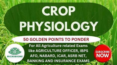 CROP PHYSIOLOGY 50 GOLDEN POINTS TO PONDER TNPSC AO ADA IBPS AFO