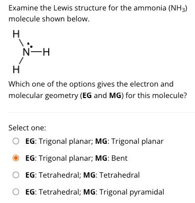 Solved Examine The Lewis Structure For The Ammonia Nh Molecule