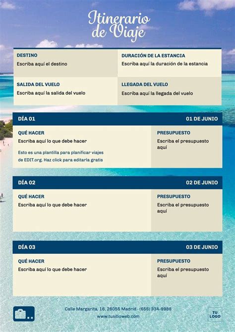 Planificadores De Viajes Para Editar E Imprimir Gratis