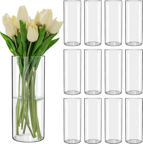 Amazon 12 Pcs 4 X 10 Inches Clear Glass Cylinder Vases Bulk Sell