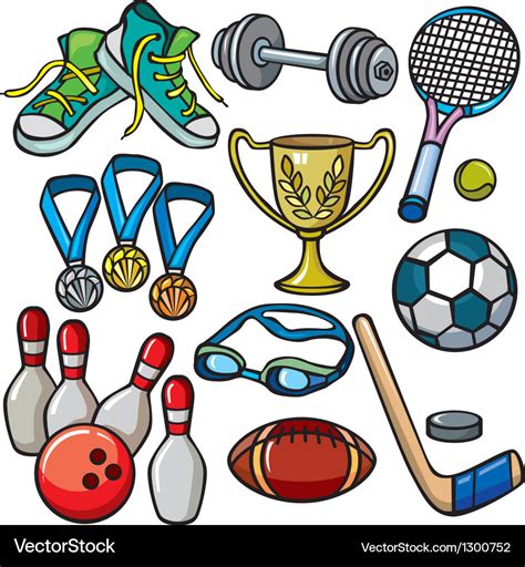 Sports equipment icon set Royalty Free Vector Image