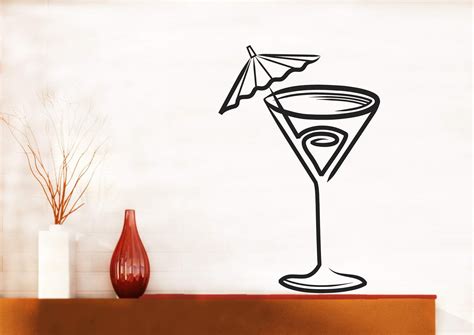 Vinyl Decal Wall Sticker Glass Of Cocktail Decor Cafe Restaurant Unique