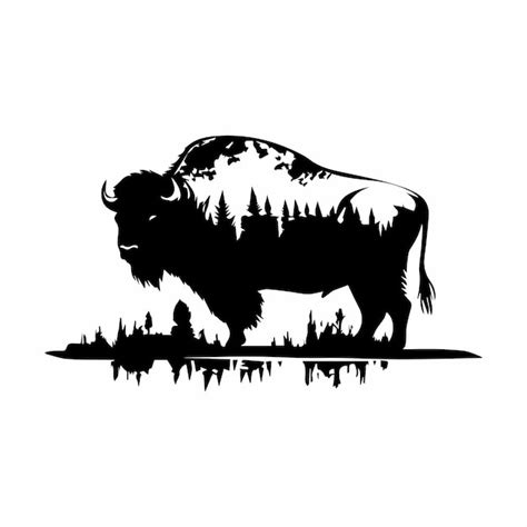 Premium Vector Bison Silhouette Character Vector Illustration