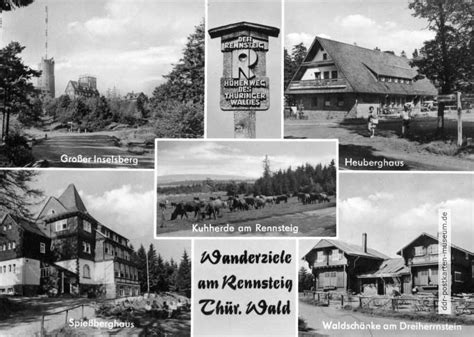 Wanderziele Am Rennsteig Im Thüringer Wald 1976 Ddr Postkarten Museum