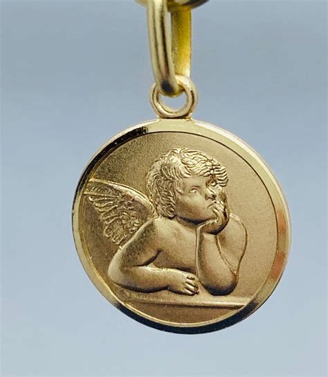 Gold Angel Pendant K Solid Gold Angel Necklace D Design Mm Round