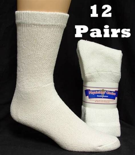 12 Pairs Physicians Choice White Ventilated Diabetic Crew Socks Sock Size 10 13 Ebay