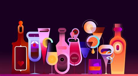 Alcohol Drink Bottles And Glasses Stock Illustration Download Image Now Alcohol Drink Bar