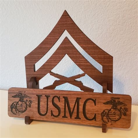 Usmc Desk Rank And Nameplate Holder Marine Corps Plaque Etsy