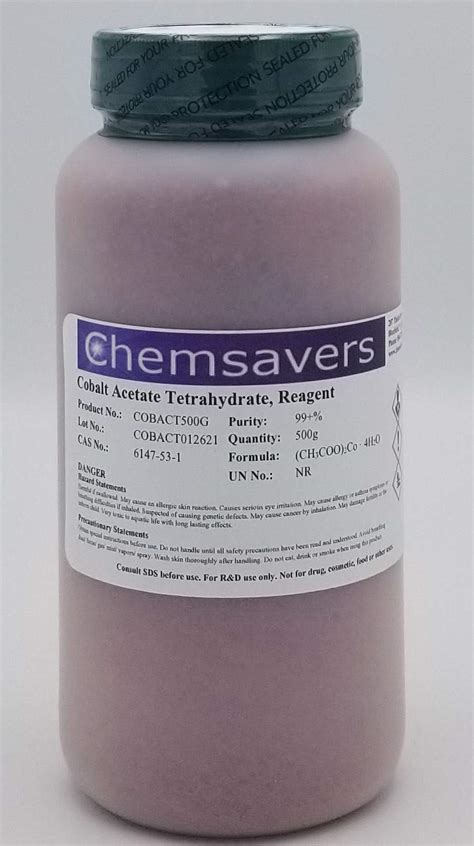 Cobalt Acetate Tetrahydrate Reagent 99 500g