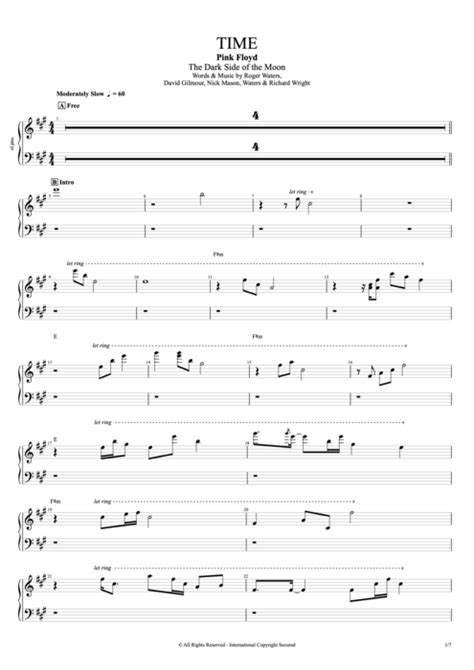 Time Tab by Pink Floyd (Guitar Pro) - Full Score | mySongBook