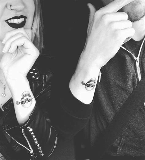 Gothic Marriage Tattoos Matching Skulls Design Skull Couple Tattoo