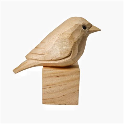 Unfinished Wood Bird Statues Hand Carved Wooden Birds