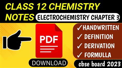 Class 12 Chemistry Chapter 3 Electrochemistry Handwritten Notes Cbse