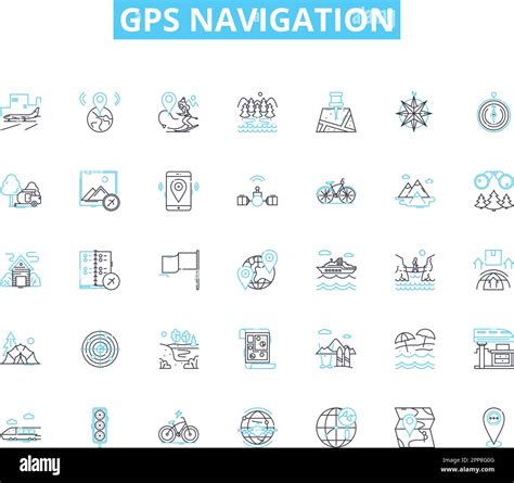 Gps Navigation Linear Icons Set Satellites Coordinates Maps