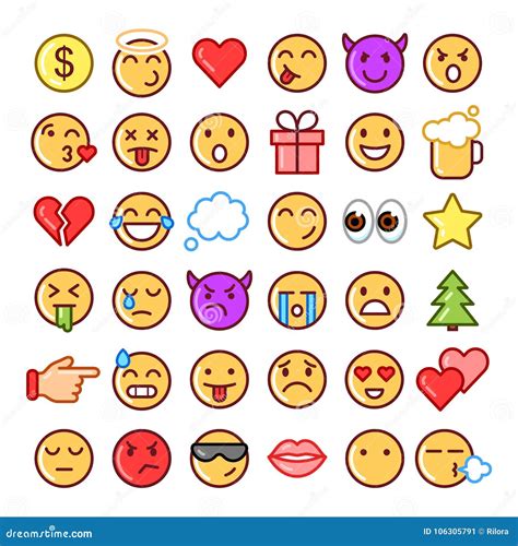 Emoji Enfrenta Cones Simples Linha Fina S Mbolos Ilustra O Do Vetor