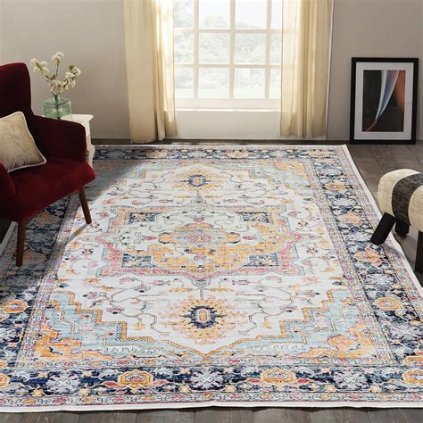 Kaspene Home Machine Washable Thin Area Rug Oriental