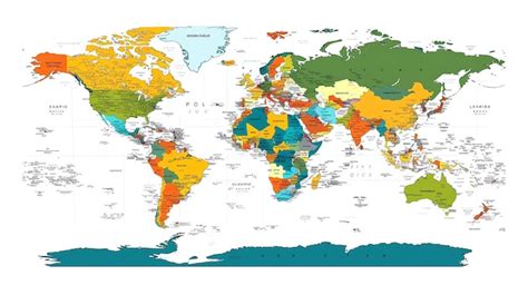 A Colorful World Map With Country Names Premium Ai Generated Image