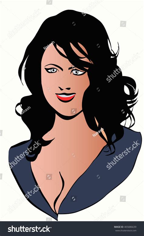 Portrait Woman Long Black Hair Stock Vector Royalty Free 405886639