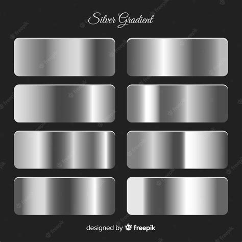 Premium Vector Metallic Texture Silver Gradient Set