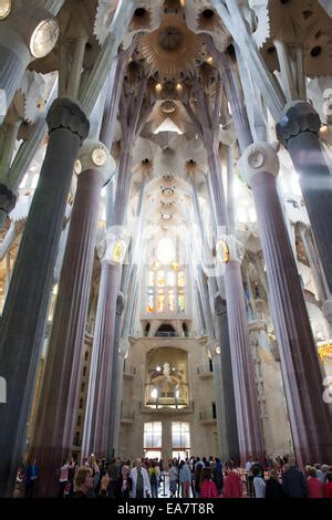 Interior Of Basilica Sagrada Familia Nave Barcelona Catalonia Spain