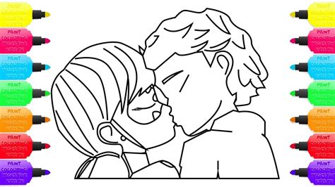 Miraculous Ladybug Kiss Coloring Pages