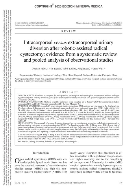 Pdf Intracorporeal Versus Extracorporeal Urinary Diversion After