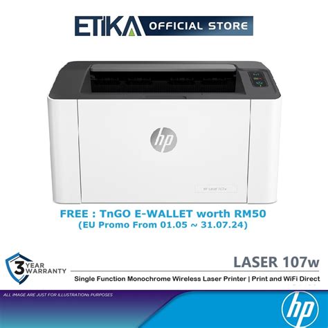 Hp Laser 107w Single Function Monochrome Wireless Laser Printer Print And Wifi Direct