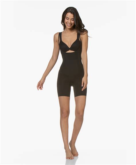 Spanx® Oncore Open Bust Mid Thigh Bodysuit Zwart 10130r 9999 Very