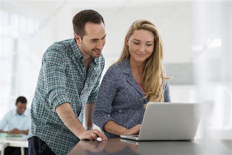 Two People Working Using Computer Stock Image F0084128 Science