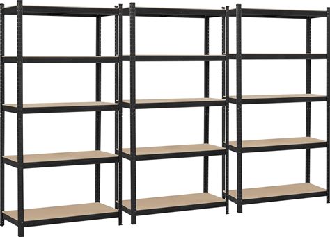 Topeakmart 3pcs 5 Tier Utility Shelves Metal Storage Shelves Garage Shelving Unit