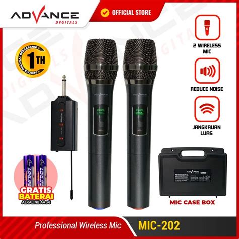 Jual Mic Advance 202 Profesional 2 Mic Wireless Microphone Karoke Mic