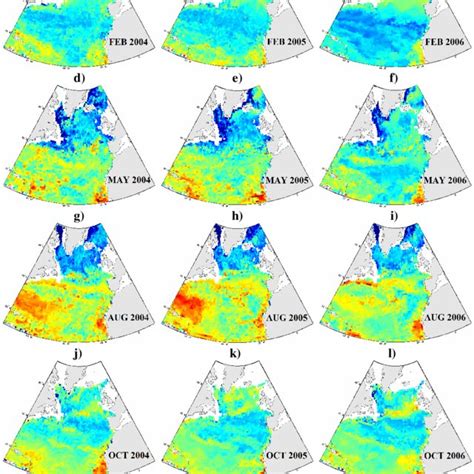 Seasonal In Columns And Interannual In Rows Variability Of The Sea