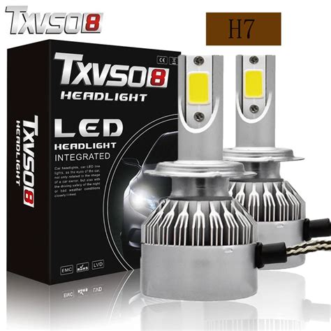 TXVSO8 2PCS Car Headlight Bulbs H7 Led H1 H 11 H13 Kits Flip COB Chips