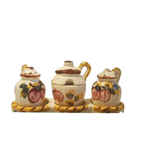 Sugar Bowl Creamer Salt Pepper Shaker Set Holder Roses Japan EBay