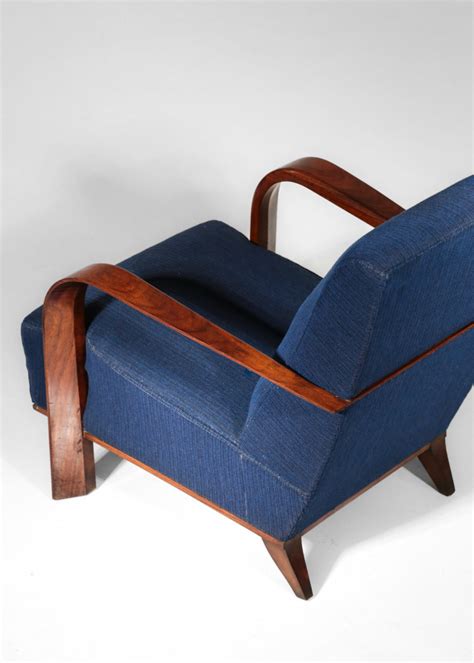 Paire De Fauteuil Art Deco Style Jules Leleu Bleu Danke Galerie