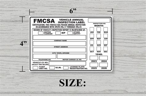 Fmcsa Annual Vehicle Inspection Label Sticker 6 Wide X 4 High Polyester Self Adhesive Pack Of 3