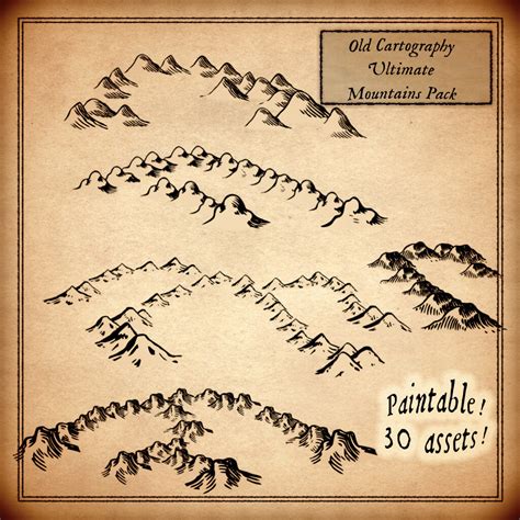 Old Cartography Ultimate Mountains Pack Fantasy Map Assets