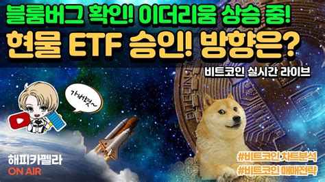 비트코인 실시간 비트 현물 Etf 승인 블룸버그 확인 이더리움 떡상중 111아침💎 비트코인 비트코인실시간 이더리움