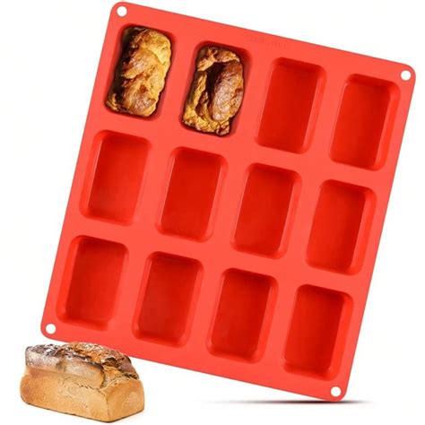 Silicone Mini Loaf Pan Mini Bread Pan Brownie Pan 12 Cavities Nonstick For Baking Mini Bread