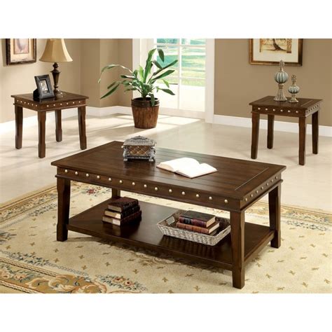 Furniture Of America Theresa 3 Piece Rustic Nailhead Trim Coffee End