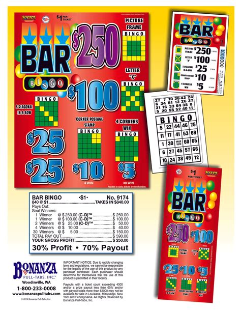 Bar Bingo 840ct Daub Game Pull Tabs Youngcollc